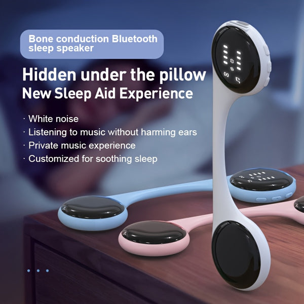 1pc White Noise Bone Conduction Speaker, Portable Wireless Travel Headphone with LED Display, Play Music Under Pillow, Rechargeable 300mAh Battery, Supports Memory Card Import